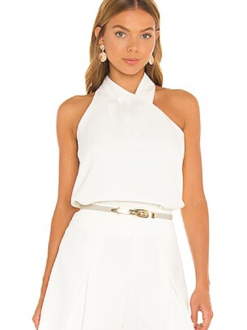 Milly White Halter Neck Sleeveless Blouse